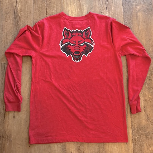 Arkansas State Red Wolves Longsleeve Red T-Shirt w/Black & White Lettering Sz. L - Picture 4 of 7